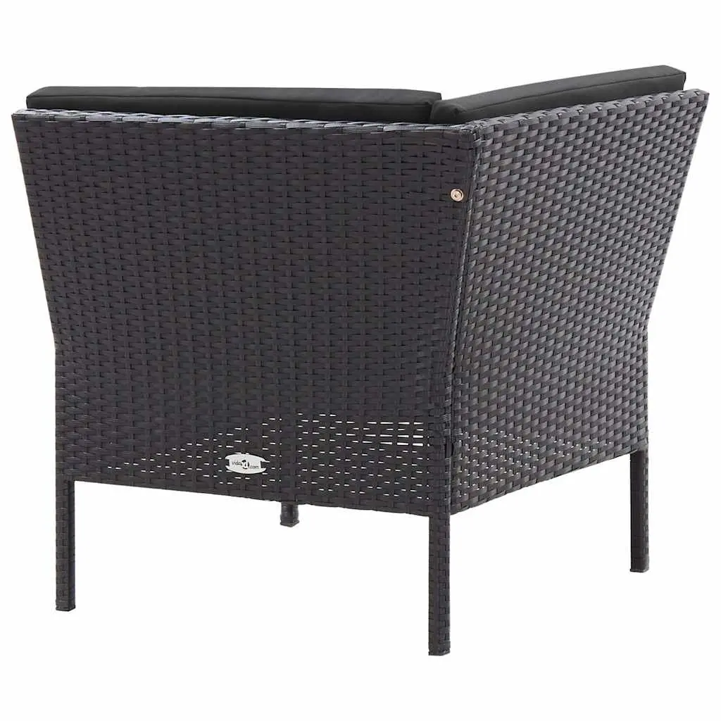 Garden Lounge Set Modular Outdoor Furniture 3 Piece Black Poly Rattan