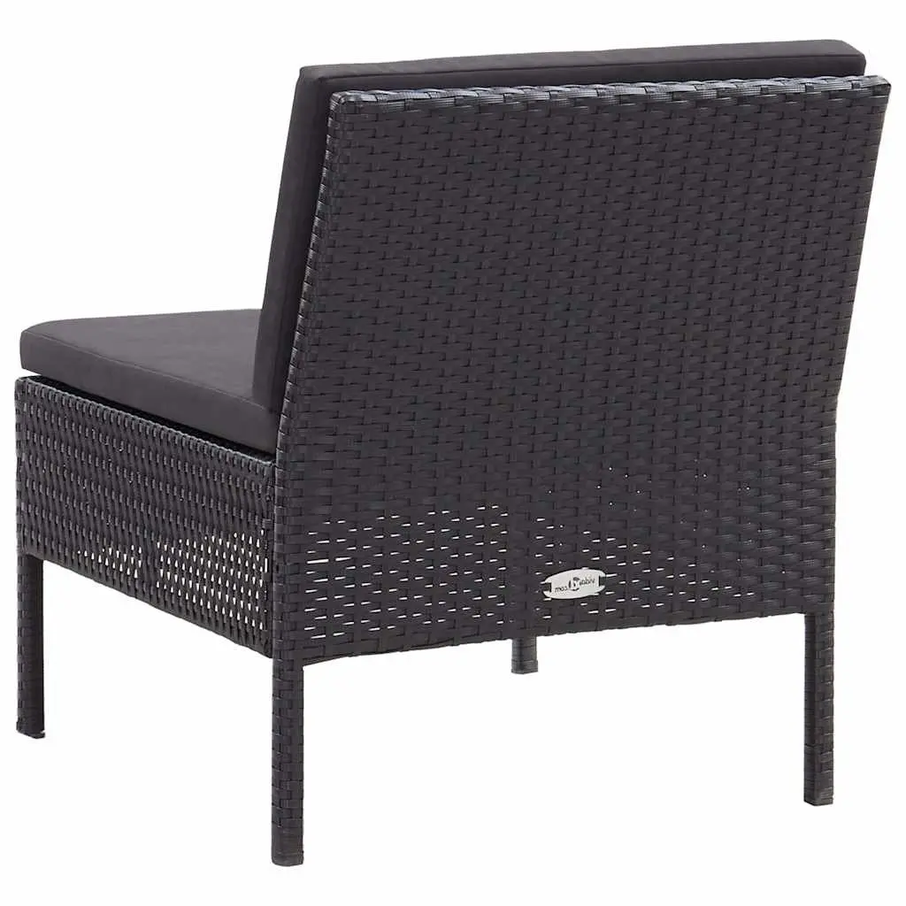 Garden Lounge Set Modular Outdoor Furniture 3 Piece Black Poly Rattan
