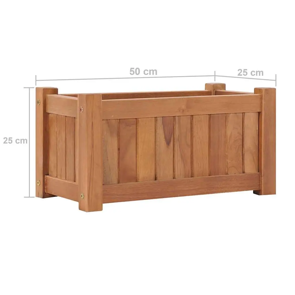 Raised Garden Bed Planter Outdoor 50x25x25 cm Brown Teak Wood