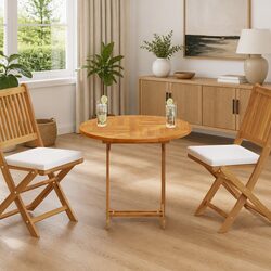 Solid Teak Wood Round Table Top 80cm Diameter Restaurant Cafe Home Dining