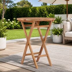 Quality Brown Teak Folding Garden Table 60cm Compact Design