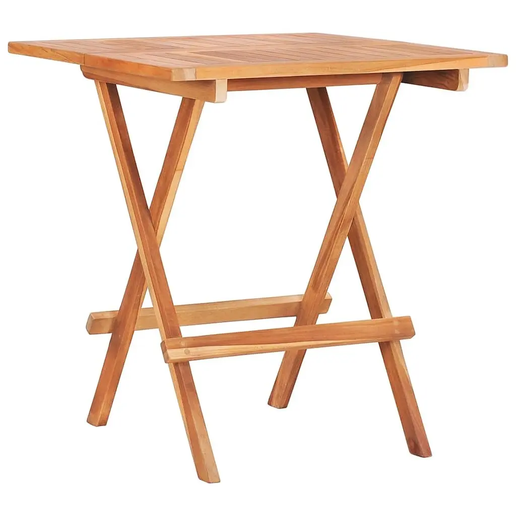 3 Piece Folding Bistro Set Teak Wood Outdoor Garden Brown