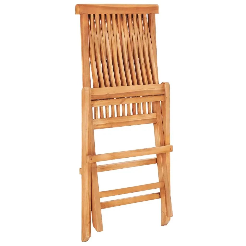 3 Piece Folding Bistro Set Teak Wood Outdoor Garden Brown