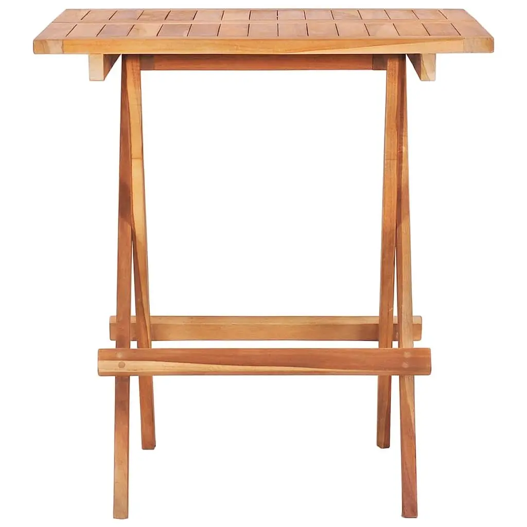 3 Piece Folding Bistro Set Teak Wood Outdoor Garden Brown