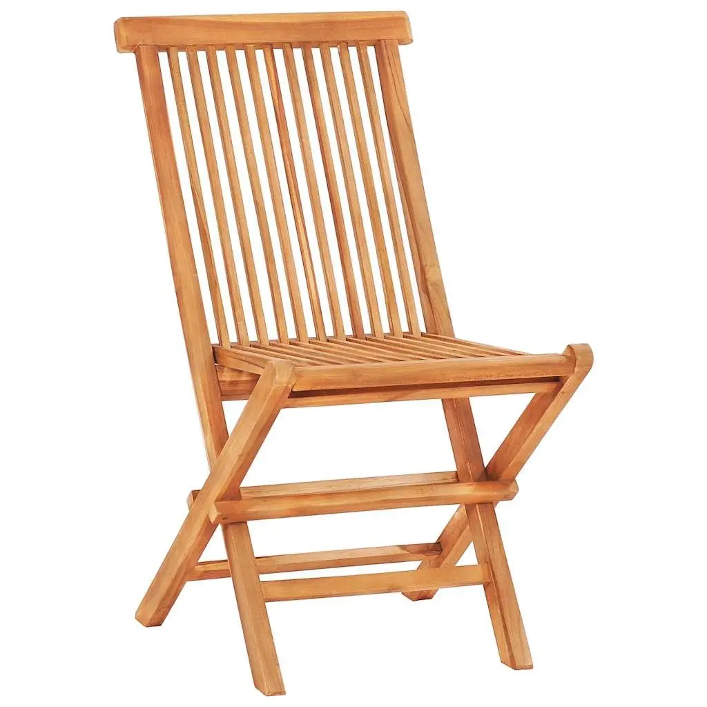 3 Piece Folding Bistro Set Teak Wood Outdoor Garden Brown