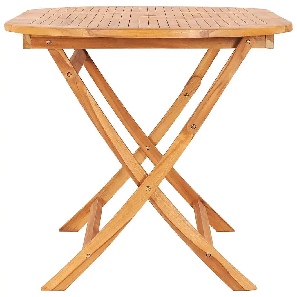 Brown Folding Teak Dining Table 160x80cm