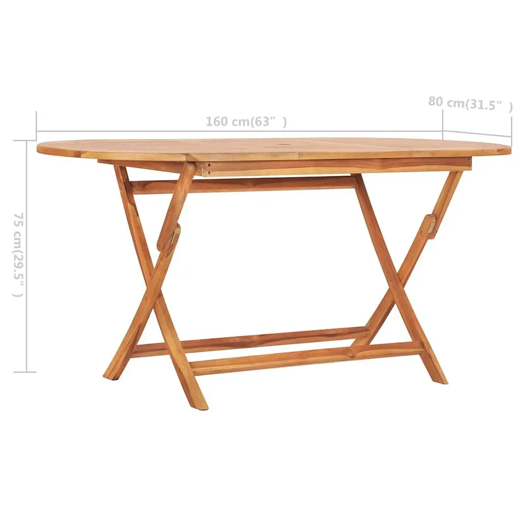 Brown Folding Teak Dining Table 160x80cm