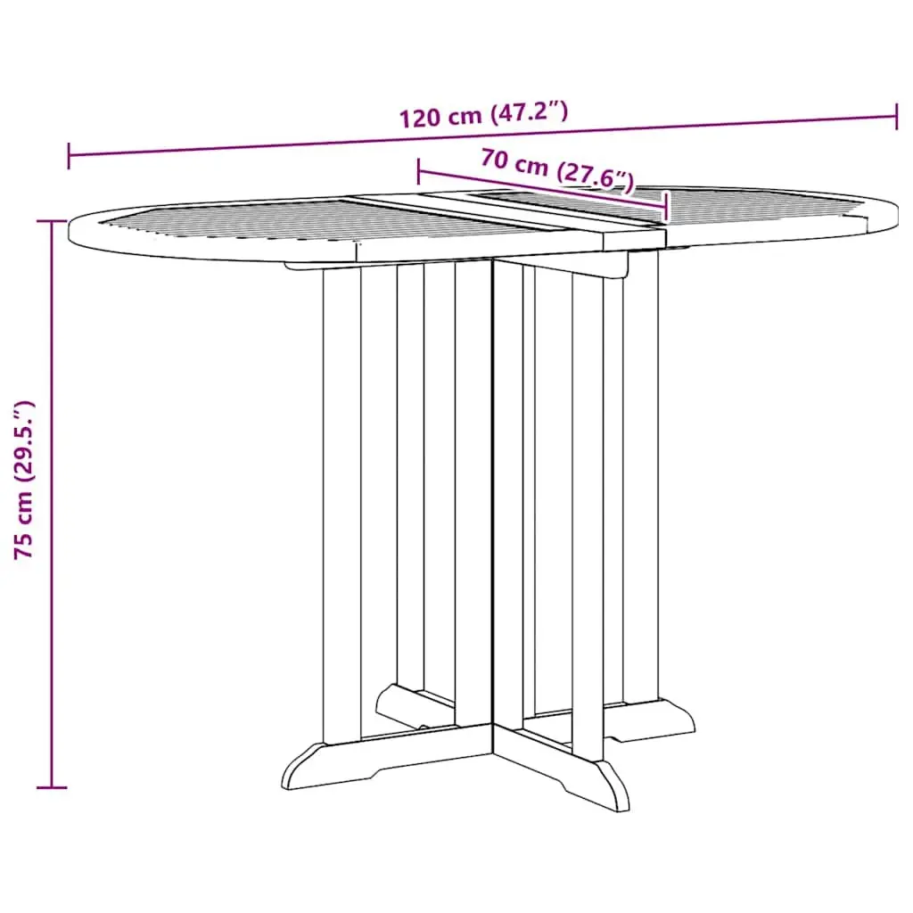 Folding Butterfly Dining Table Outdoor Patio Furniture 120x70x75cm Brown