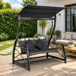 Comfortable 3-Seater Garden Swing Bench in Grey