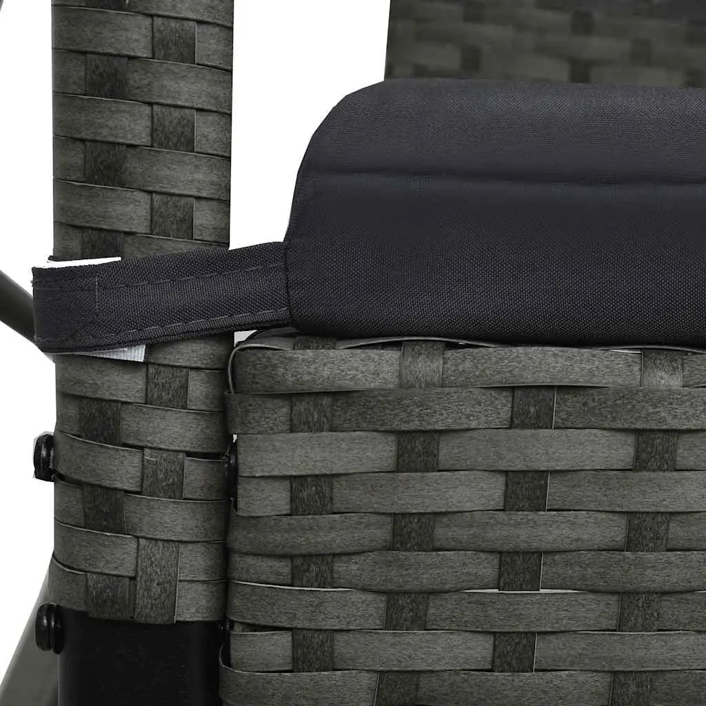 Outdoor Swing Bench with Canopy 3-Seater Grey Rattan Patio Chair