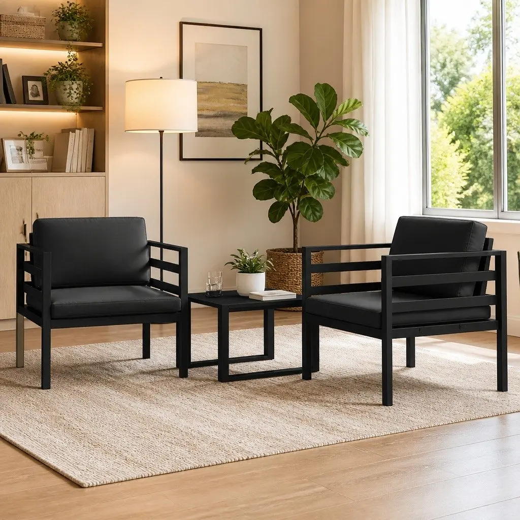 Single Sofa Anthracite Modular Outdoor Indoor Seating with Cushions