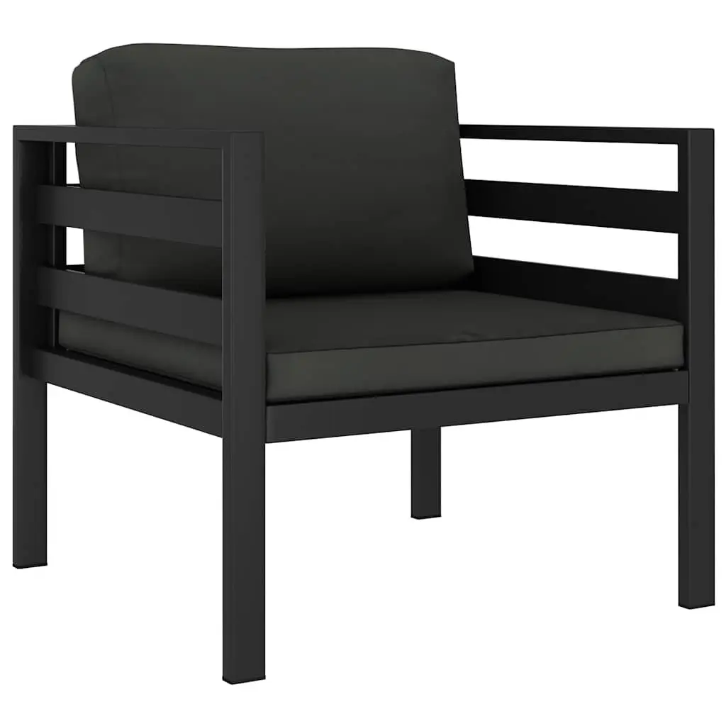 Single Sofa Anthracite Modular Outdoor Indoor Seating with Cushions