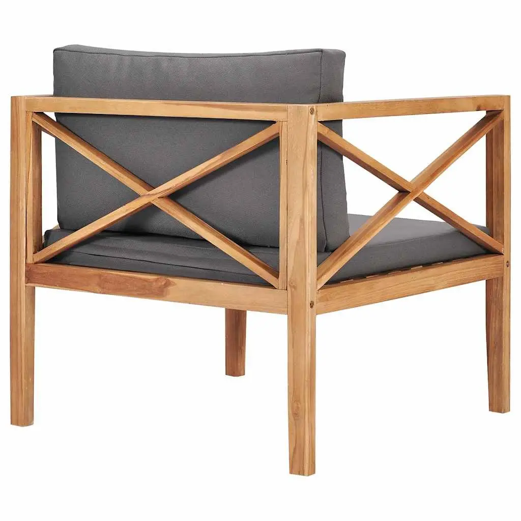 Teak Wood Garden Chair with Soft Grey Cushions
