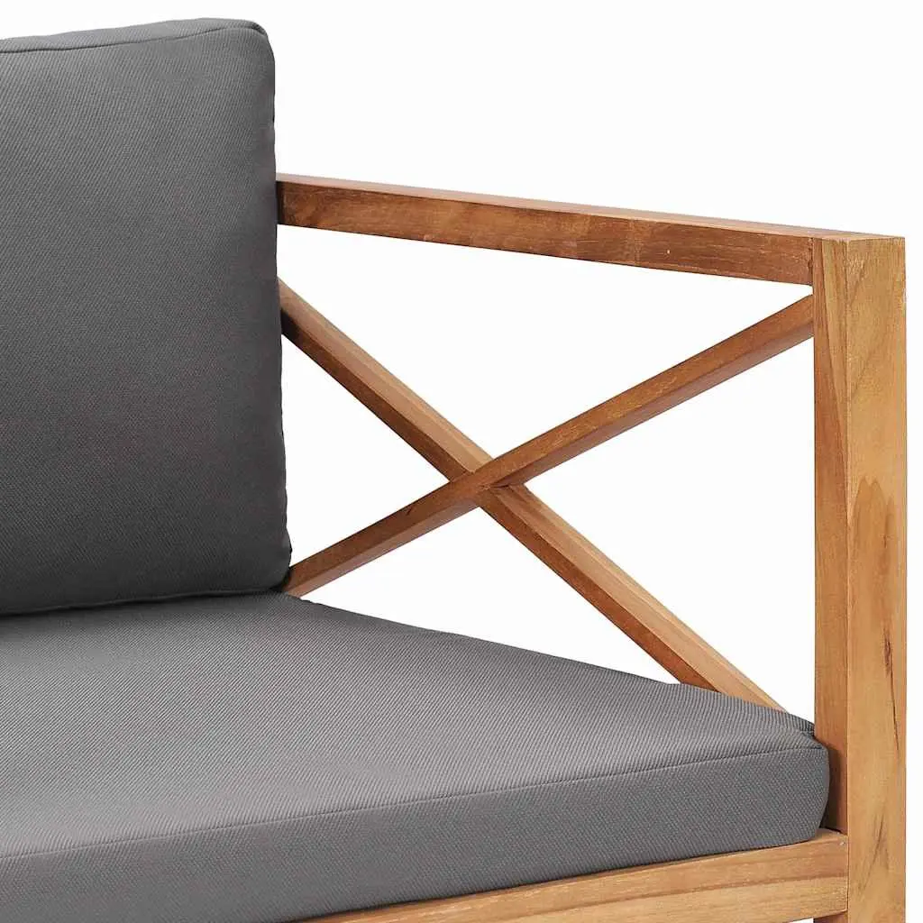 Teak Wood Garden Chair with Soft Grey Cushions