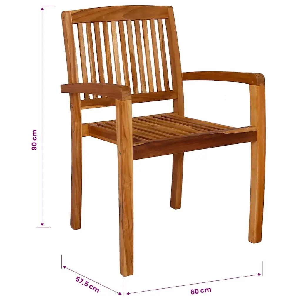 Stacking Dining Chairs in Solid Teak Wood