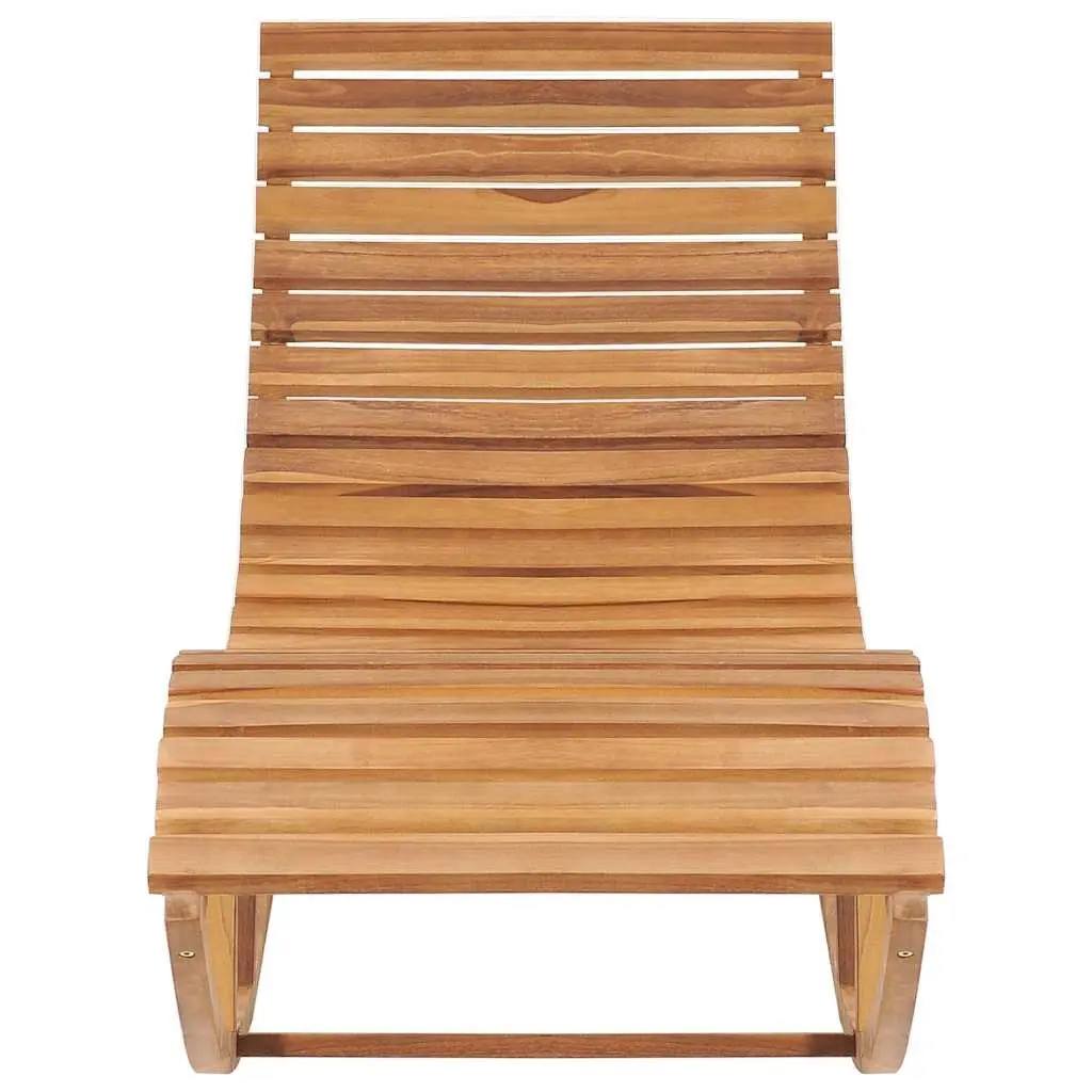 Rocking Sun Lounger Teak Wood Outdoor Garden Patio Relaxation Chair Brown
