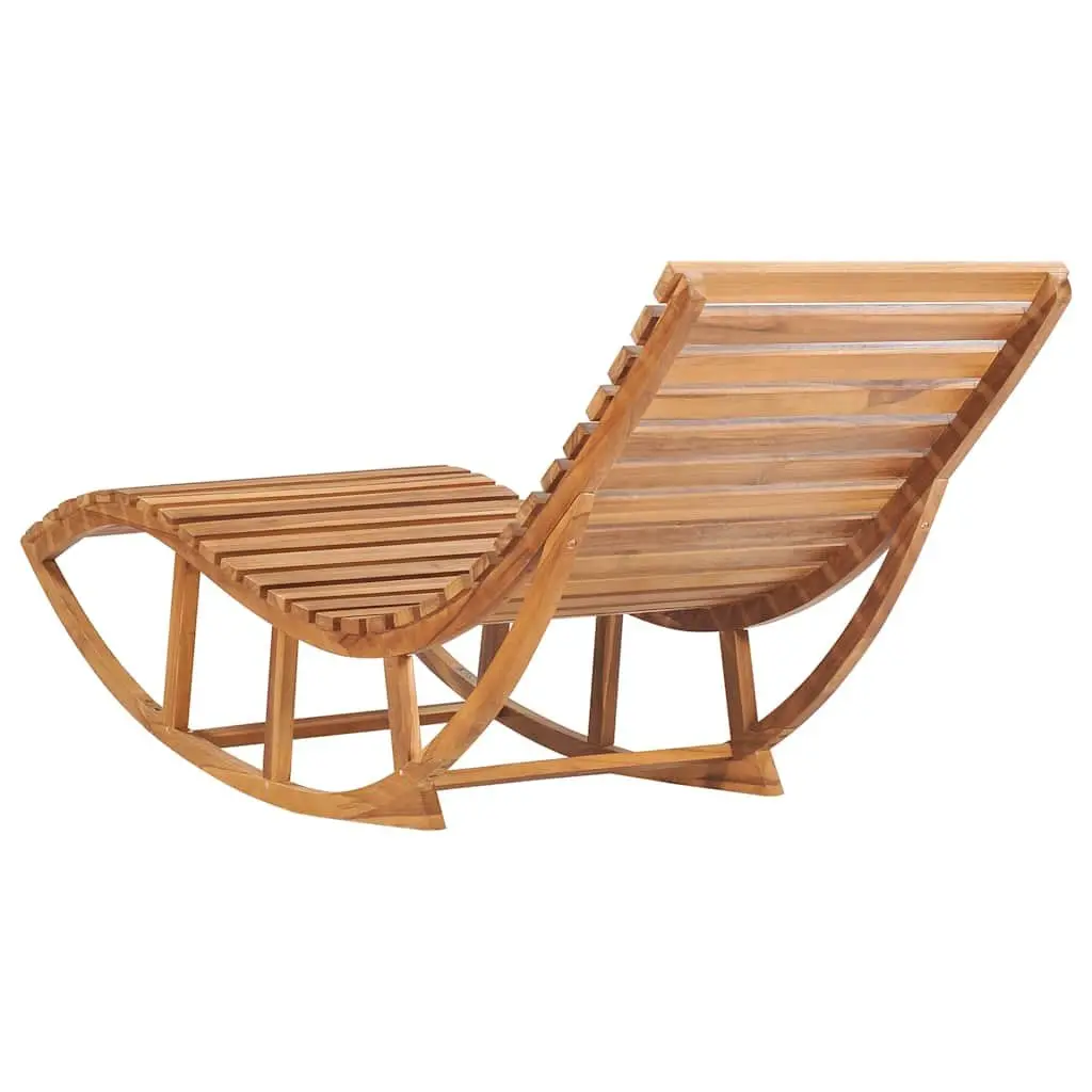 Rocking Sun Lounger Teak Wood Outdoor Garden Patio Relaxation Chair Brown