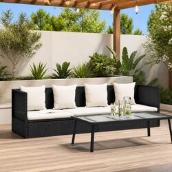 Garden Sun Lounger Bed Adjustable Outdoor Rattan Lounge with Cushion Pillows