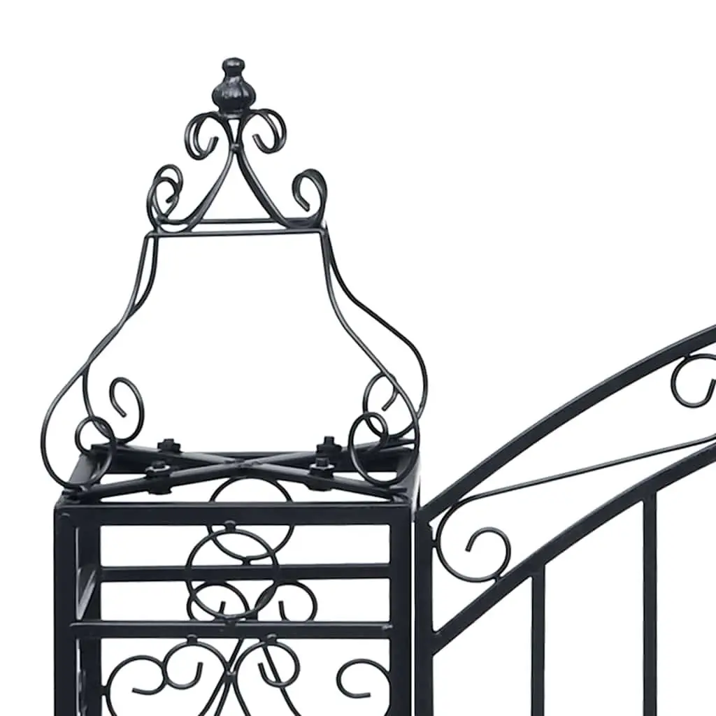 Wrought Iron Garden Gate Outdoor Entryway 122 x 20.5 x 100 cm Black