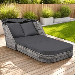 Comfortable and Reliable Anthracite Sun Lounger with Canopy