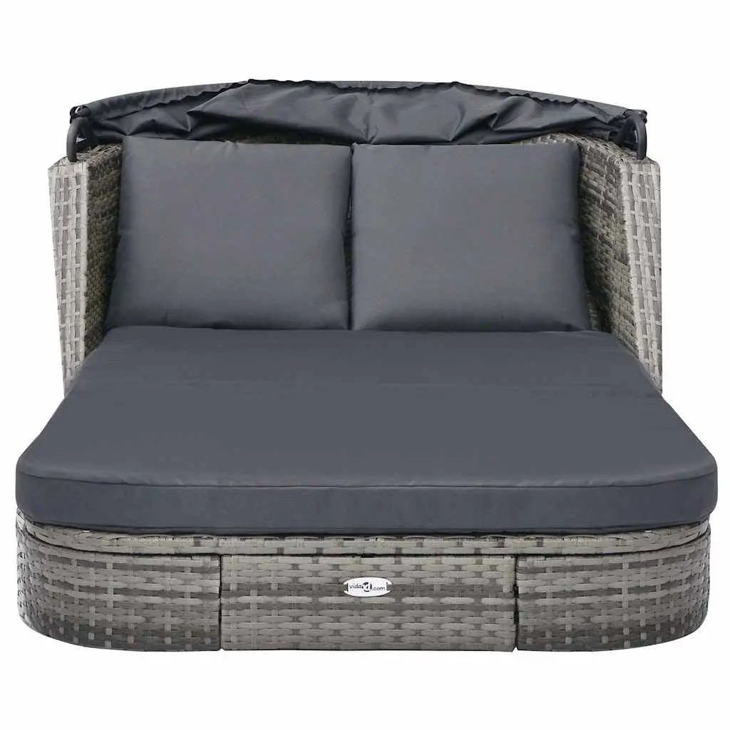 Sun Lounger Outdoor Garden Reclining Chair with Canopy Anthracite