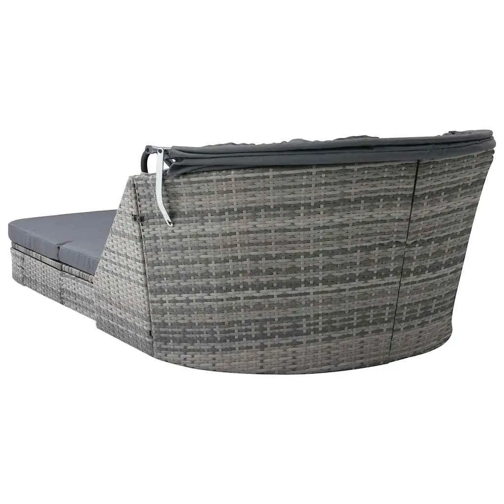 Sun Lounger Outdoor Garden Reclining Chair with Canopy Anthracite