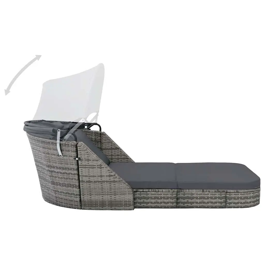 Sun Lounger Outdoor Garden Reclining Chair with Canopy Anthracite