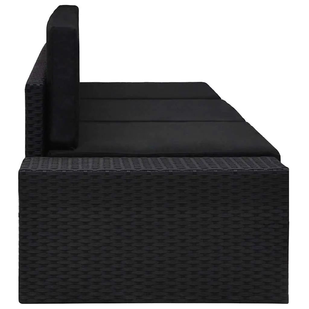 Outdoor Sectional Sofa 3-Seater Weather-Resistant Poly Rattan Black