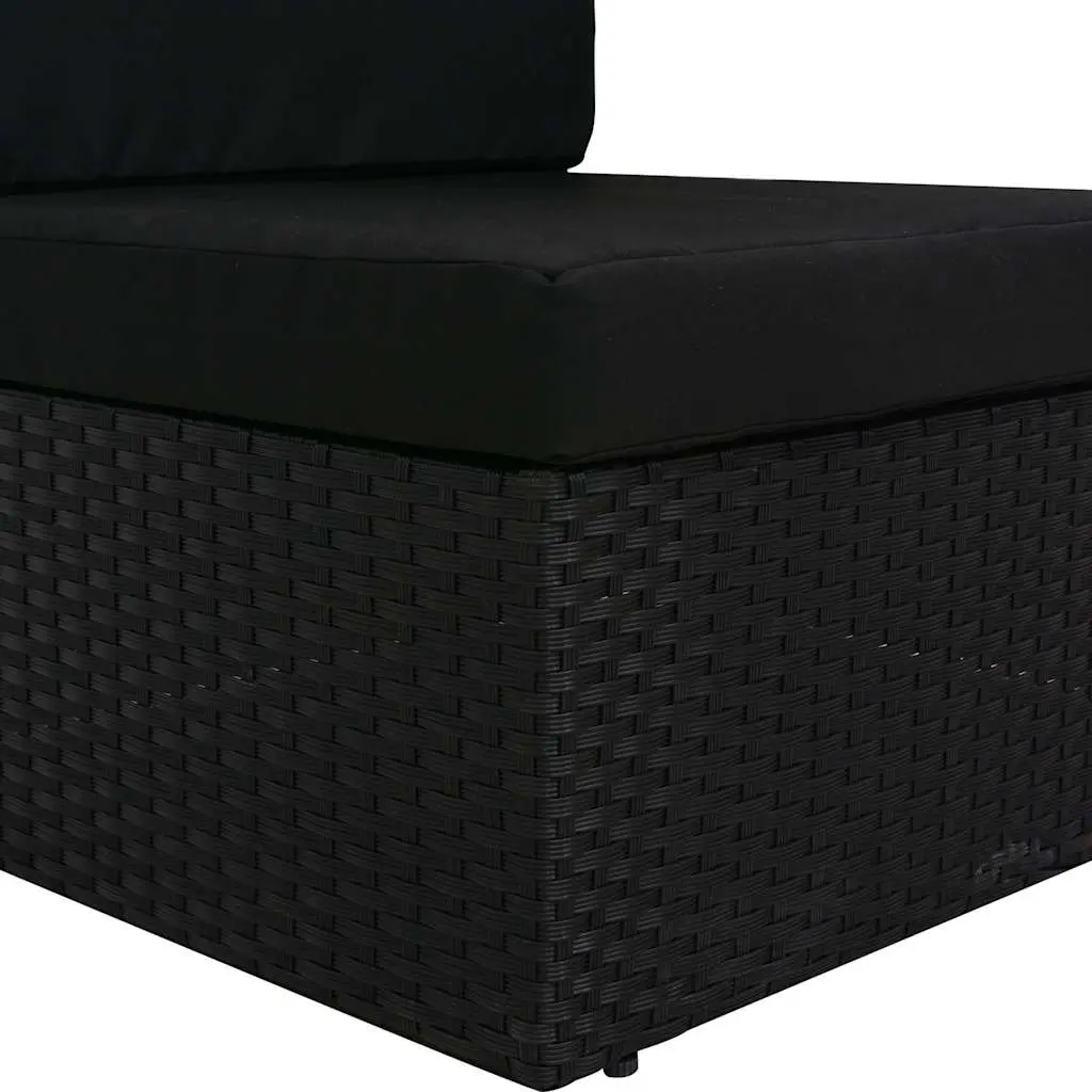Outdoor Sectional Sofa 3-Seater Weather-Resistant Poly Rattan Black