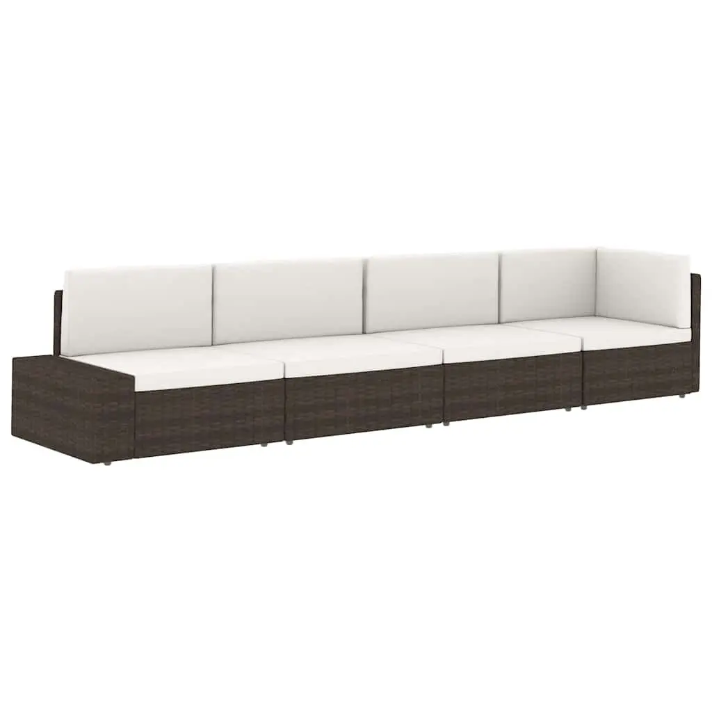 Outdoor Sectional Sofa 3-Seater Weather-Resistant Poly Rattan Black