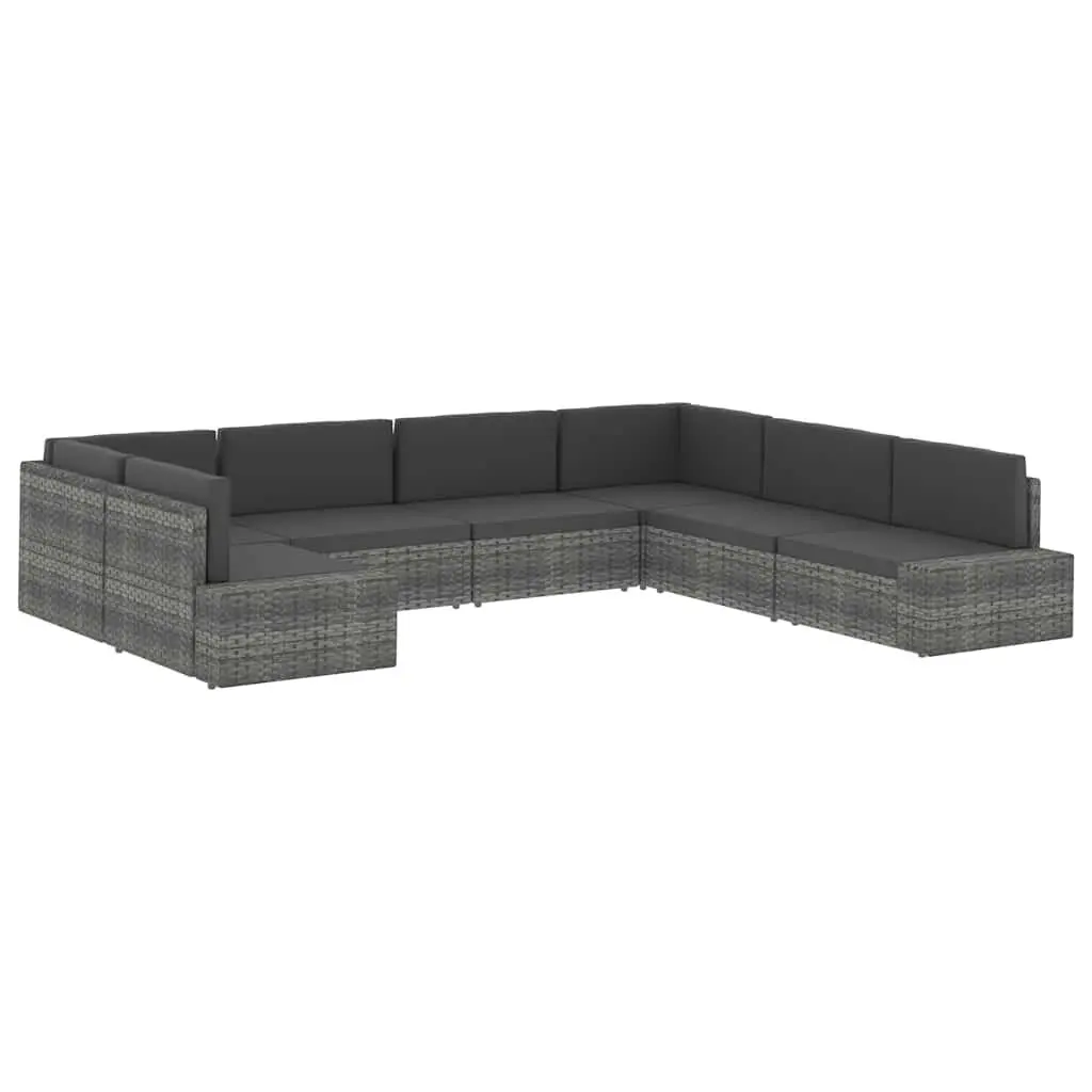 Outdoor Sectional Sofa 3-Seater Weather-Resistant Poly Rattan Black