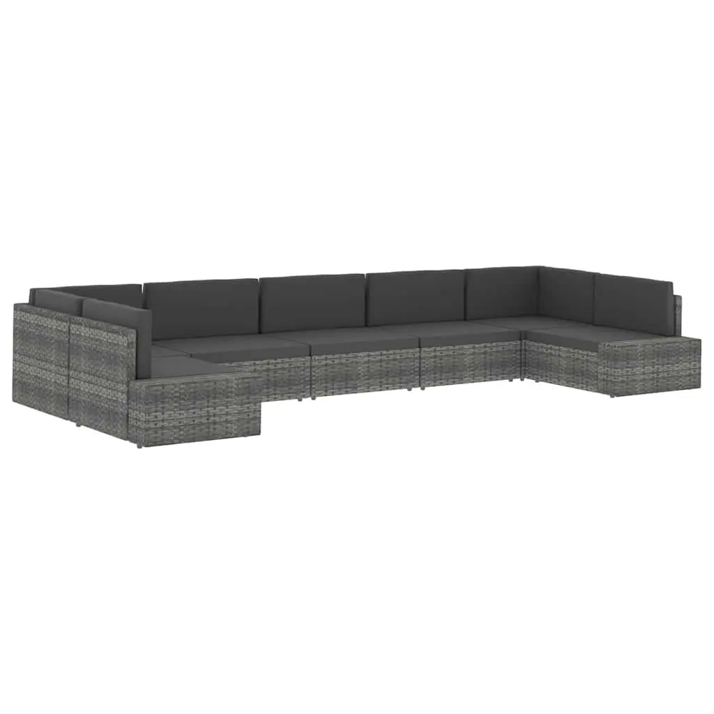 Outdoor Sectional Sofa 3-Seater Weather-Resistant Poly Rattan Black