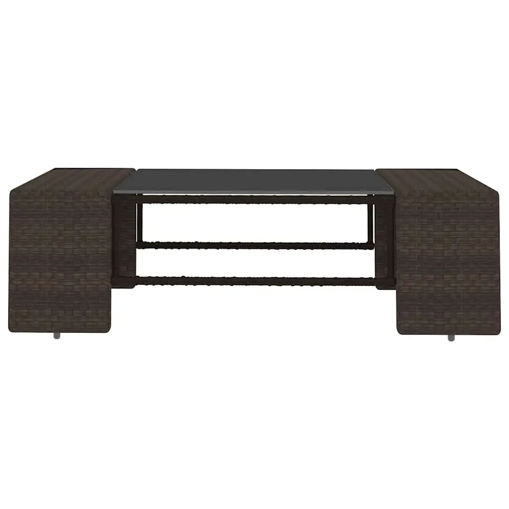Outdoor Sectional Lounge Set 2 Piece Garden Furniture Poly Rattan Brown