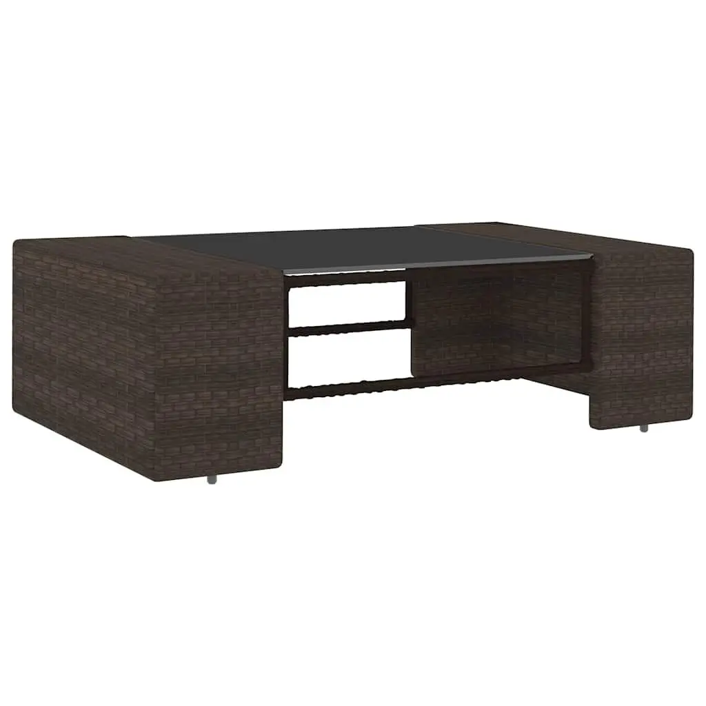 Outdoor Sectional Lounge Set 2 Piece Garden Furniture Poly Rattan Brown