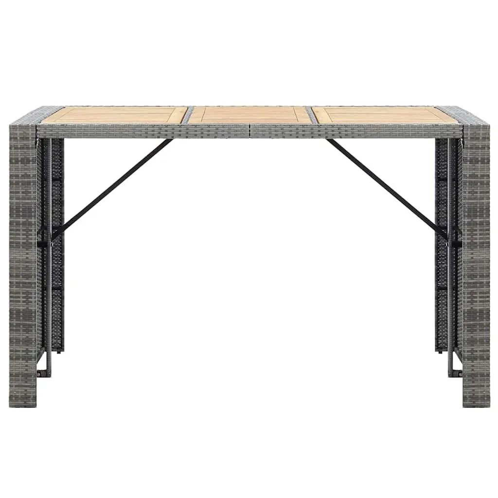 Outdoor Bar Set 7 Piece Cushioned Grey Poly Rattan Garden Patio Furniture