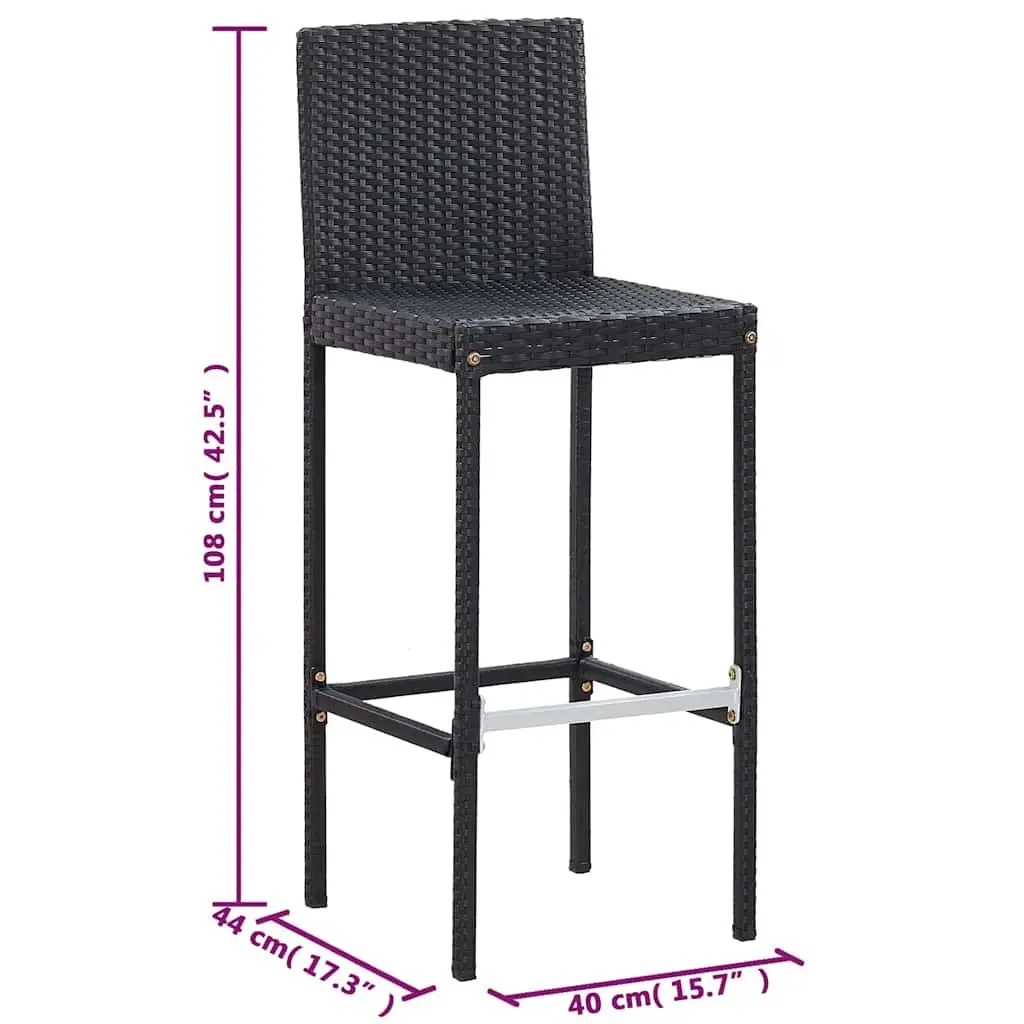 Outdoor Bar Set 5 Piece Garden Furniture Acacia Wood PE Rattan Cushioned Black