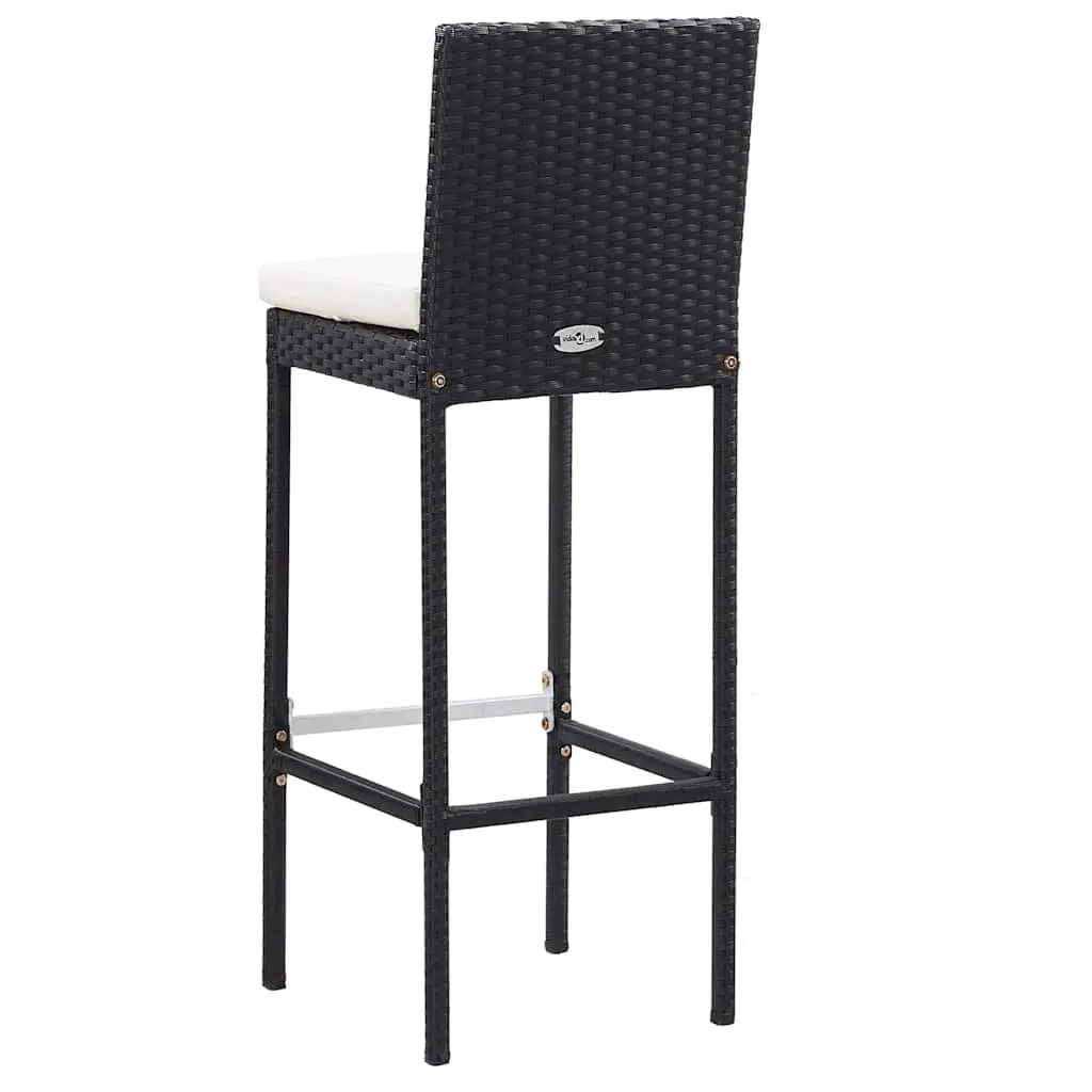 Outdoor Bar Set 5 Piece Garden Furniture Acacia Wood PE Rattan Cushioned Black