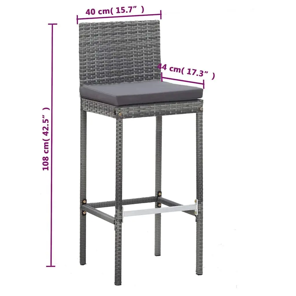 Outdoor Bar Set 5 Piece Poly Rattan Acacia Wood Patio Furniture Grey