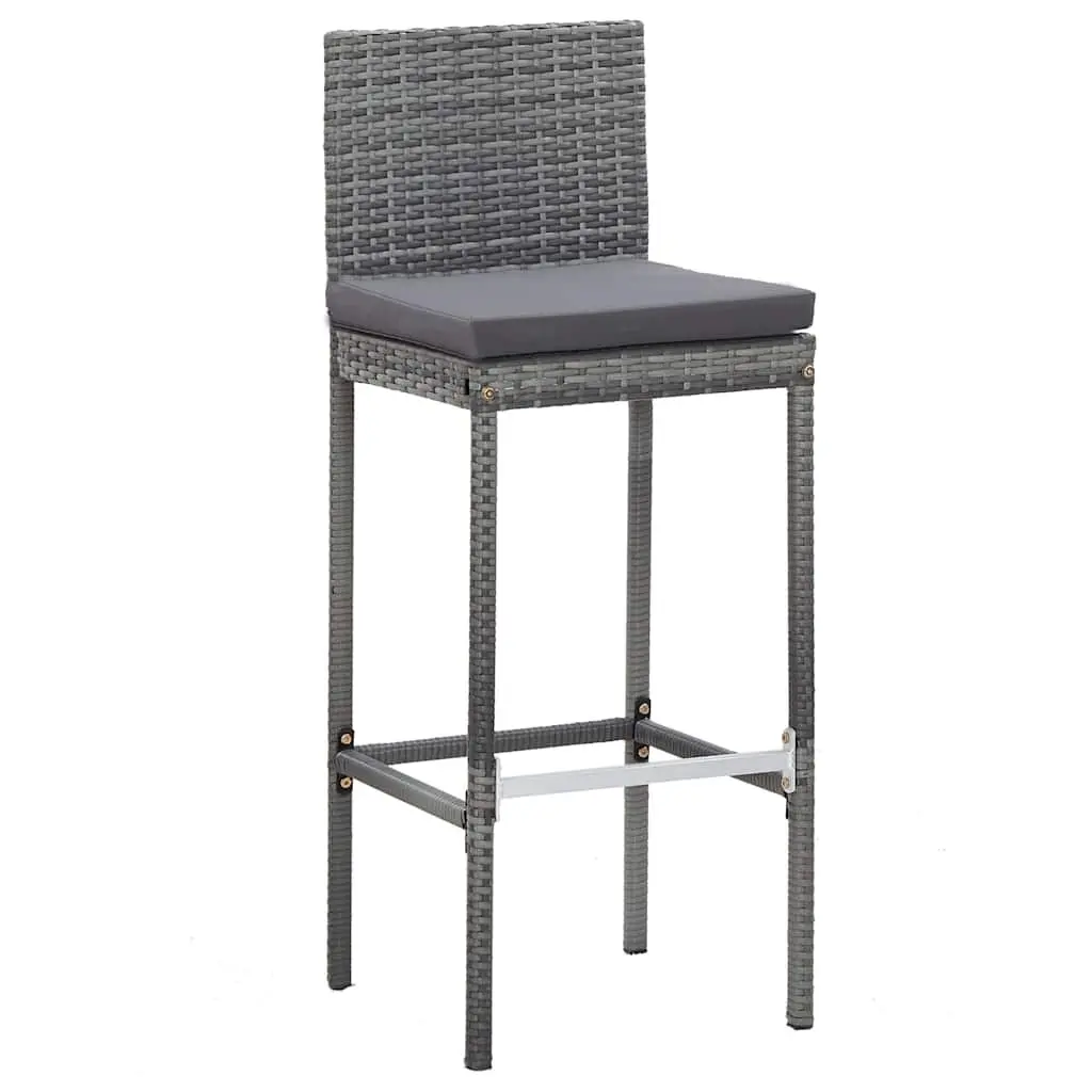 Outdoor Bar Set 5 Piece Poly Rattan Acacia Wood Patio Furniture Grey