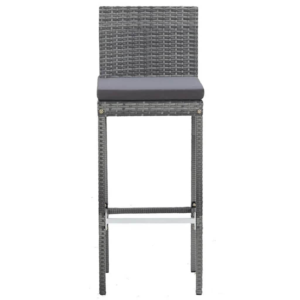Outdoor Bar Set 5 Piece Poly Rattan Acacia Wood Patio Furniture Grey