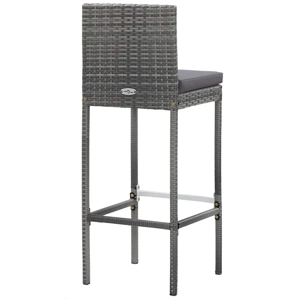 Outdoor Bar Set 5 Piece Poly Rattan Acacia Wood Patio Furniture Grey