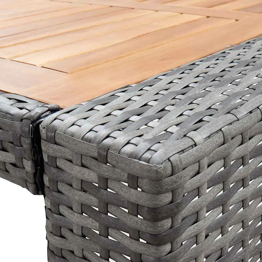 Outdoor Bar Set 5 Piece Poly Rattan Acacia Wood Patio Furniture Grey