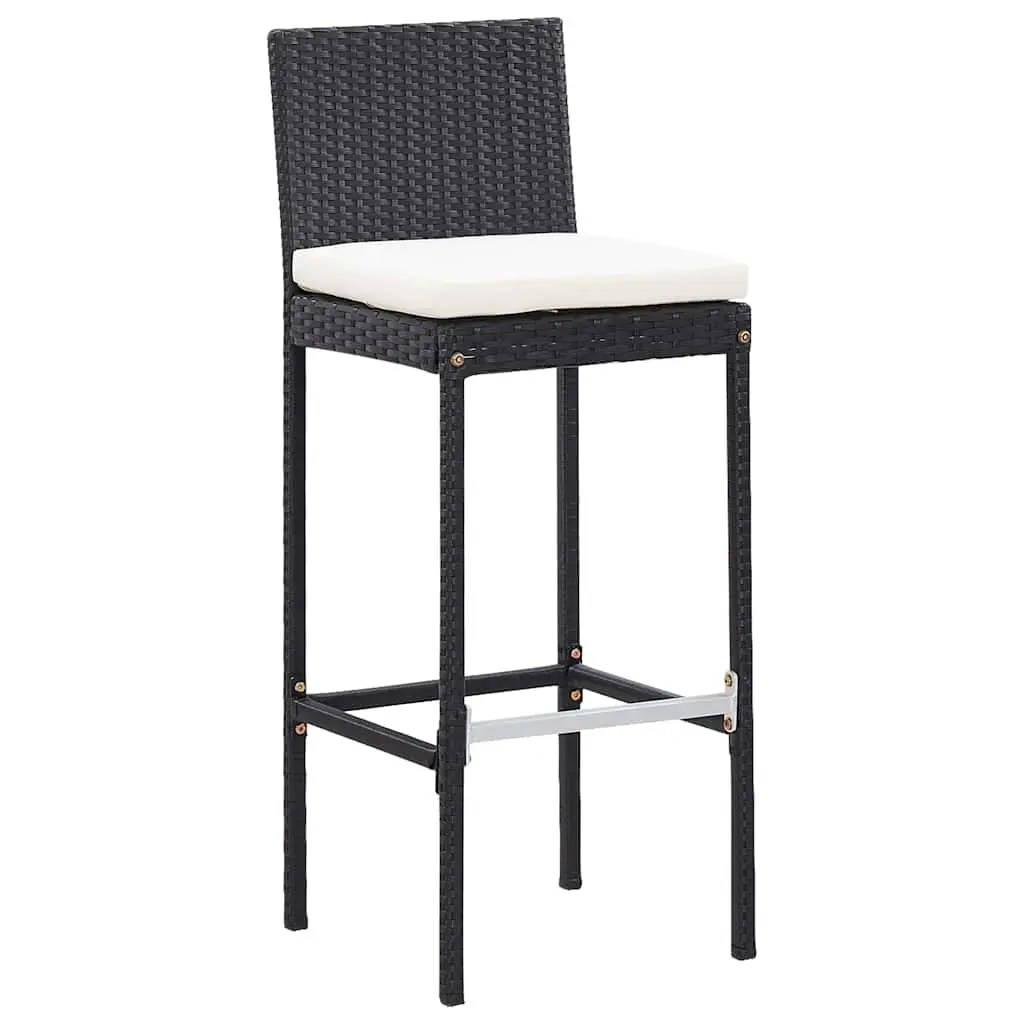 Outdoor Bar Set 9 Piece Garden Patio Furniture Poly Rattan Acacia Wood Black