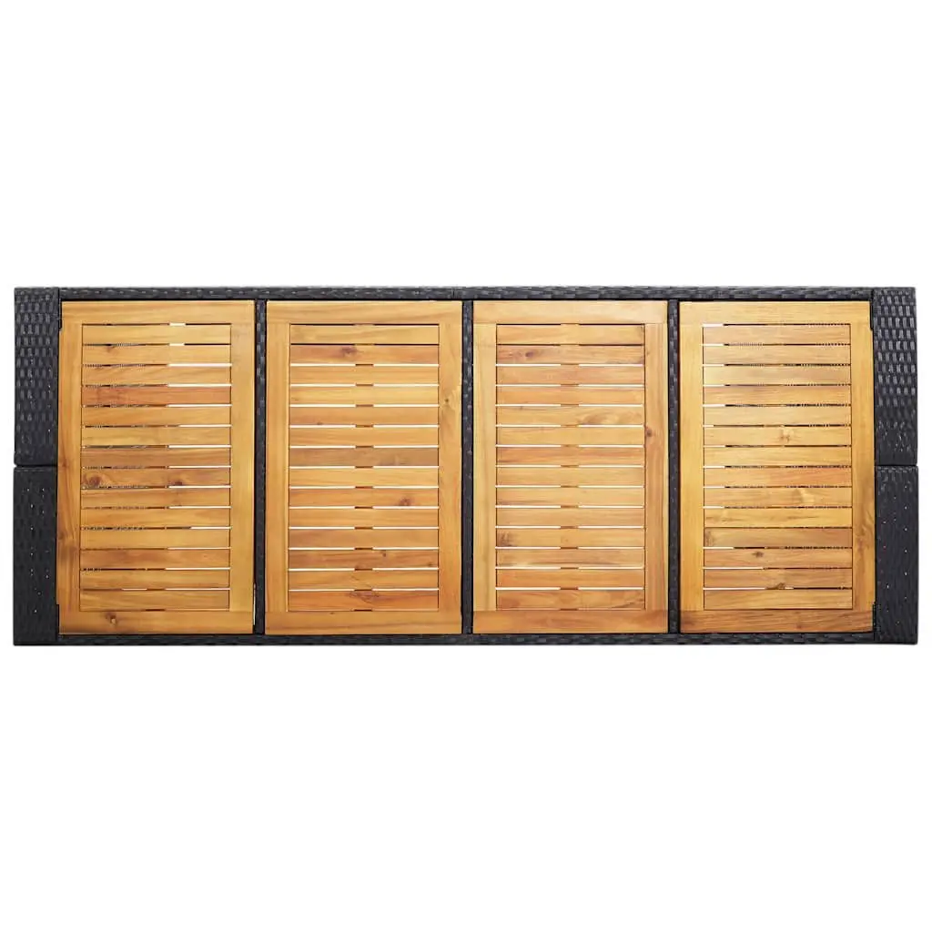 Outdoor Bar Set 9 Piece Garden Patio Furniture Poly Rattan Acacia Wood Black