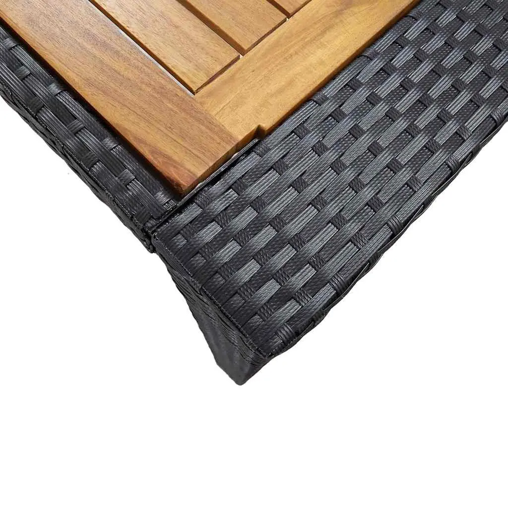 Outdoor Bar Set 9 Piece Garden Patio Furniture Poly Rattan Acacia Wood Black