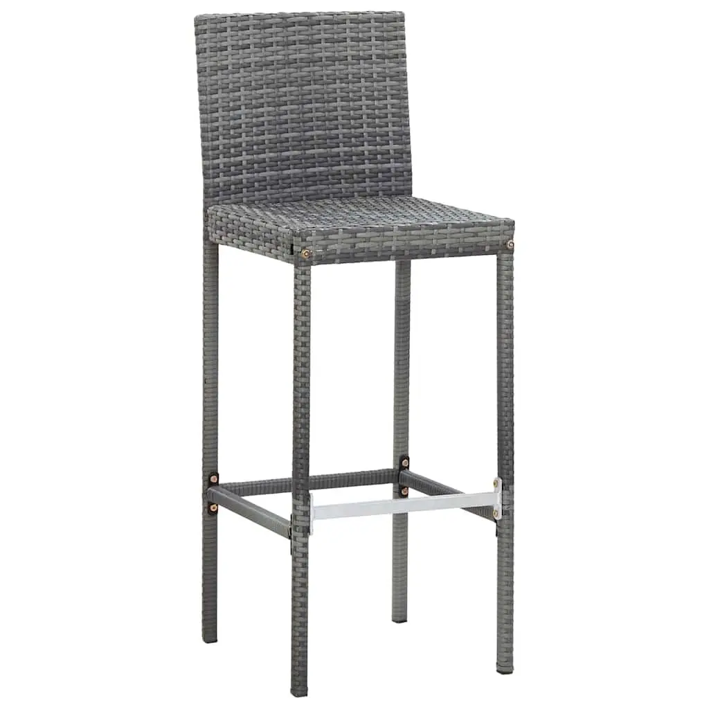 Outdoor Bar Set 9 Piece Patio Furniture Grey Poly Rattan Acacia Wood Table