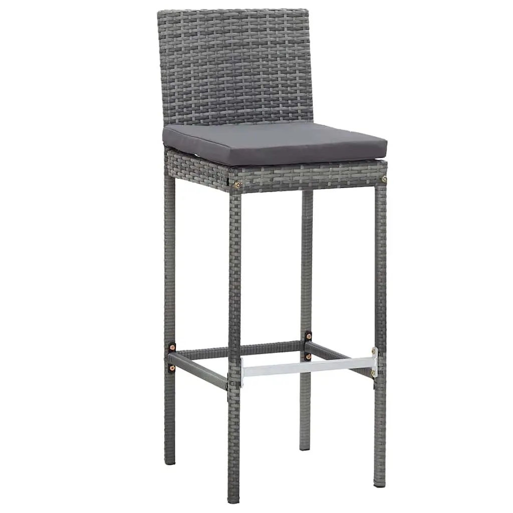 Outdoor Bar Set 9 Piece Patio Furniture Grey Poly Rattan Acacia Wood Table