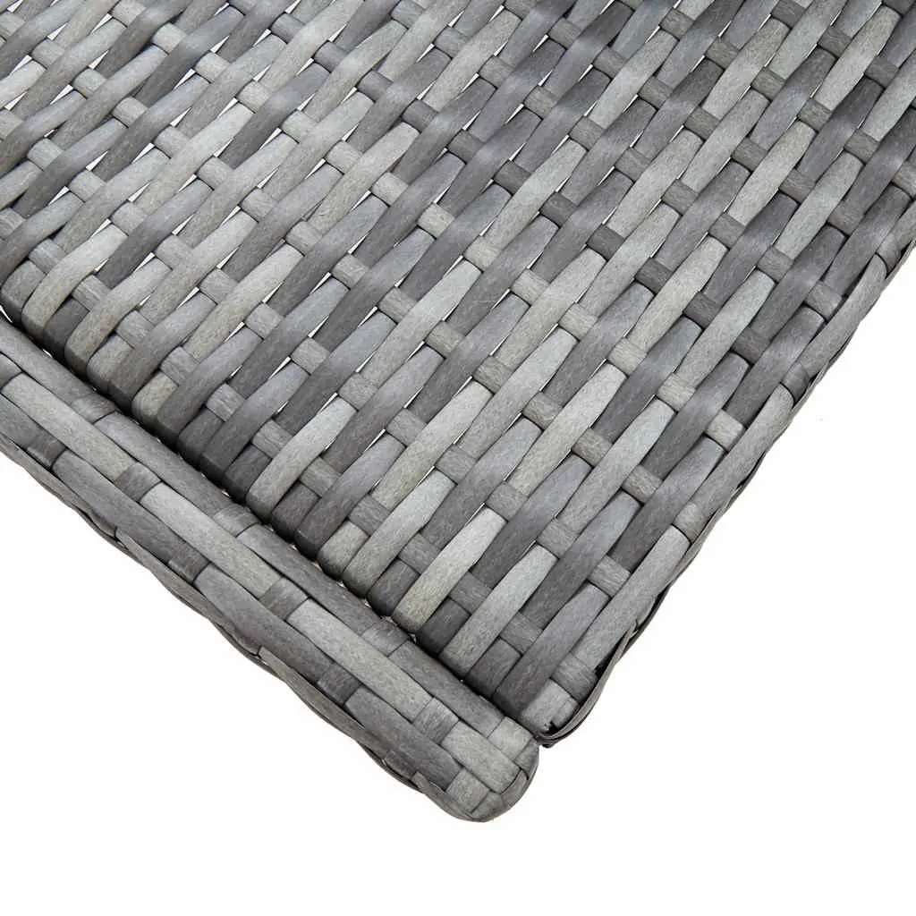 Outdoor Bar Set 9 Piece Patio Furniture Grey Poly Rattan Acacia Wood Table