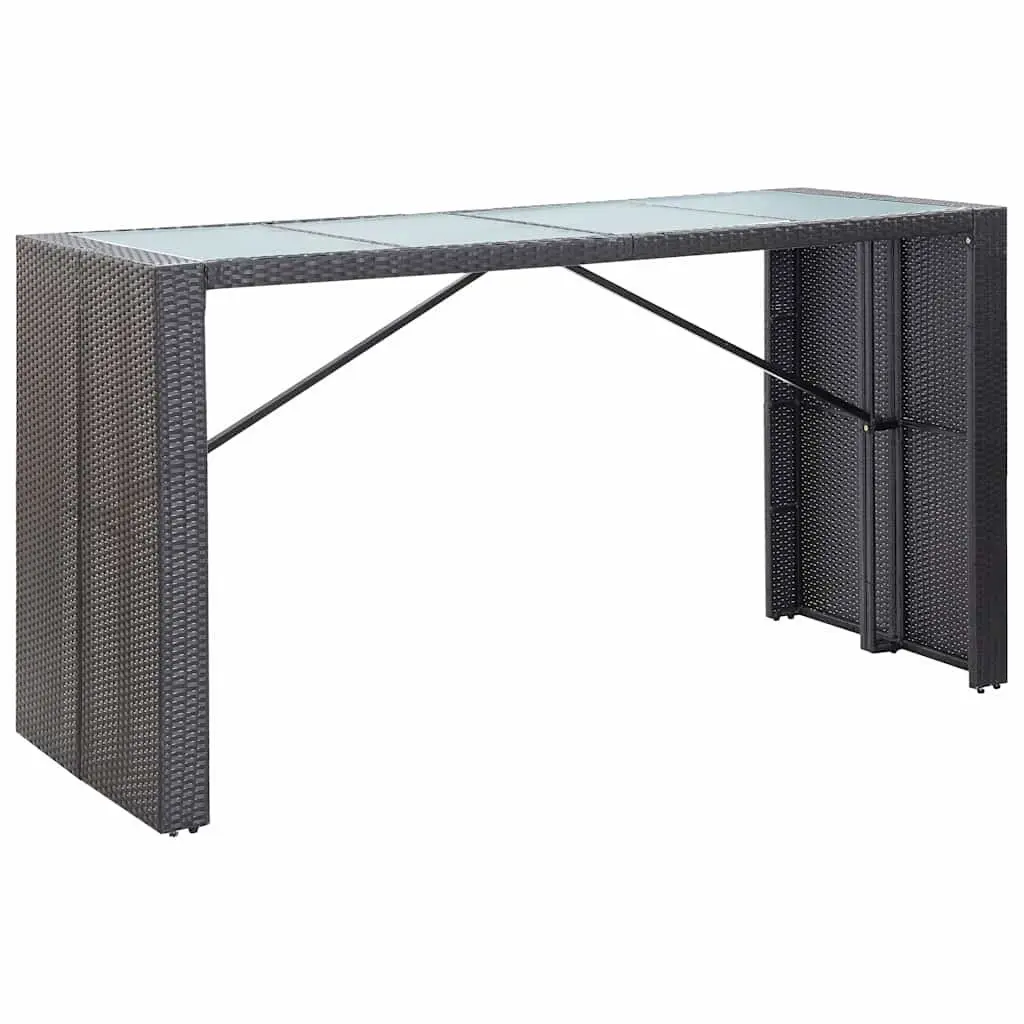 Outdoor Bar Set 9 Piece Poly Rattan Garden Patio Furniture Table Stools Black