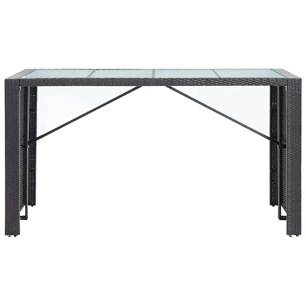 Outdoor Bar Set 9 Piece Poly Rattan Garden Patio Furniture Table Stools Black